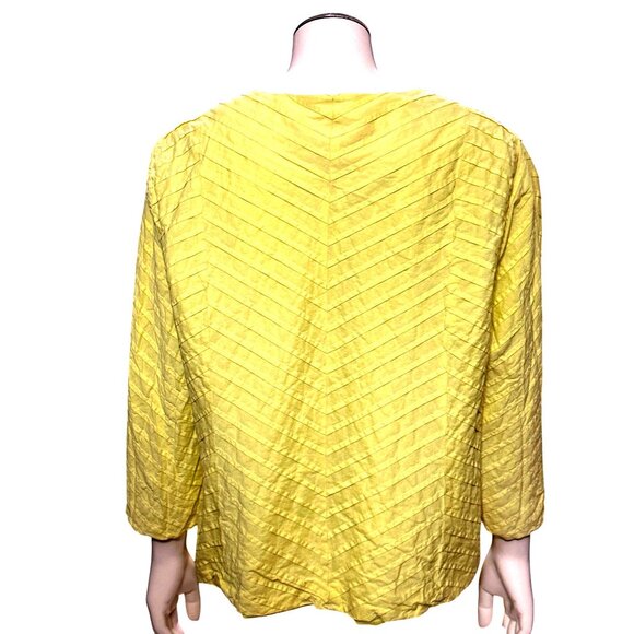 Chicos Yellow Textured Open Front Jacket Cotton Polyester Lining Lightweight 2 - Picture 3 of 11